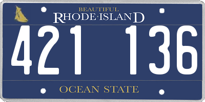 RI license plate 421136