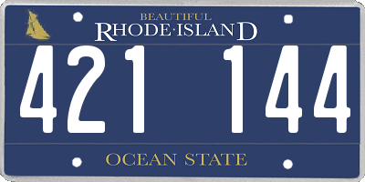RI license plate 421144