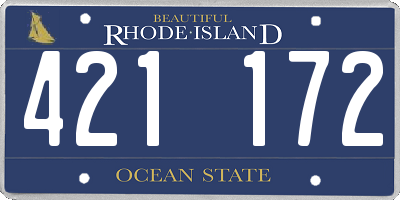 RI license plate 421172