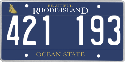 RI license plate 421193