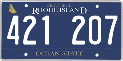 RI license plate 421207