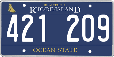 RI license plate 421209