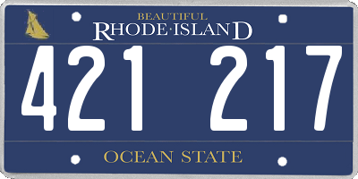 RI license plate 421217