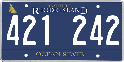 RI license plate 421242