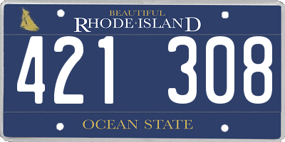 RI license plate 421308