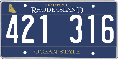 RI license plate 421316