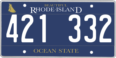 RI license plate 421332