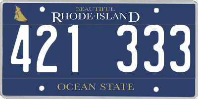 RI license plate 421333