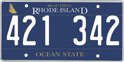 RI license plate 421342