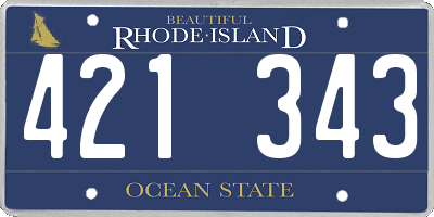 RI license plate 421343