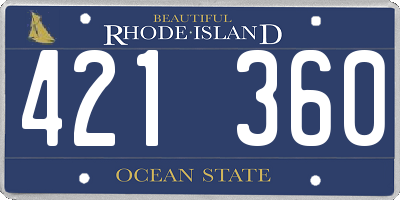 RI license plate 421360