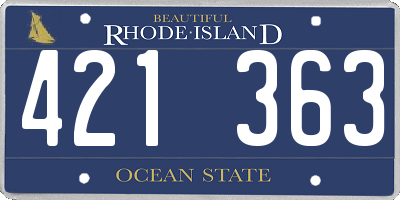 RI license plate 421363