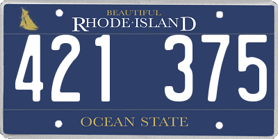 RI license plate 421375