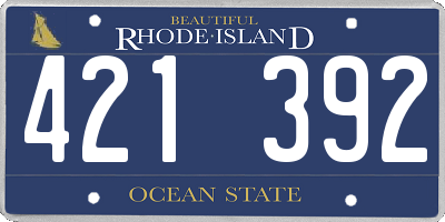 RI license plate 421392
