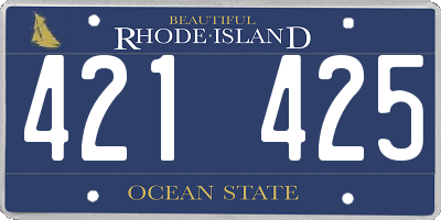 RI license plate 421425
