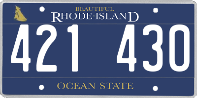 RI license plate 421430