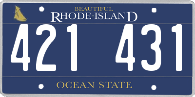 RI license plate 421431