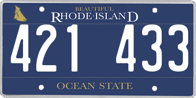 RI license plate 421433