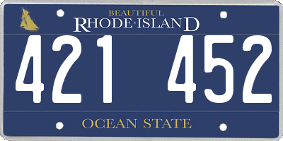 RI license plate 421452