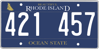 RI license plate 421457