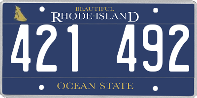RI license plate 421492