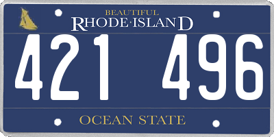 RI license plate 421496