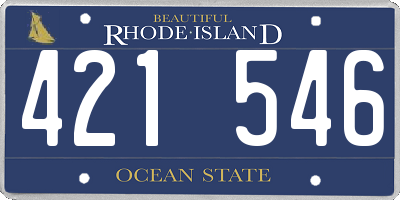 RI license plate 421546