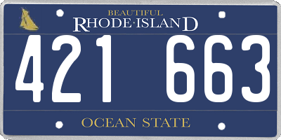 RI license plate 421663