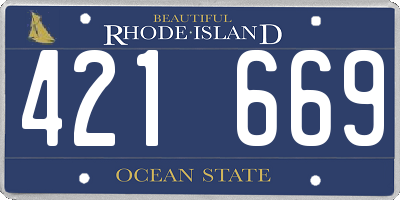 RI license plate 421669