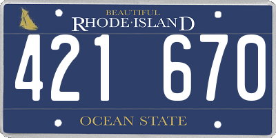 RI license plate 421670