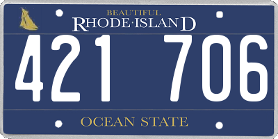 RI license plate 421706