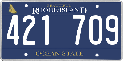 RI license plate 421709