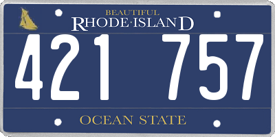 RI license plate 421757