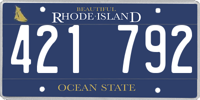 RI license plate 421792