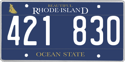 RI license plate 421830