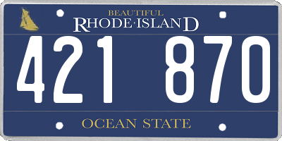 RI license plate 421870
