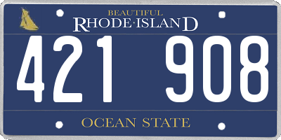 RI license plate 421908