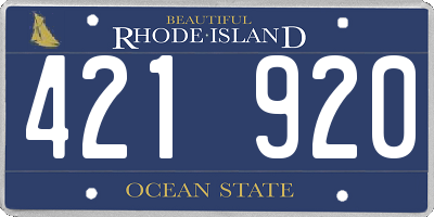 RI license plate 421920