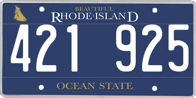 RI license plate 421925