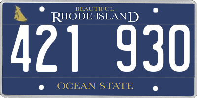 RI license plate 421930