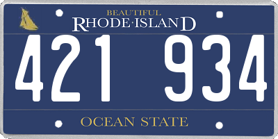 RI license plate 421934