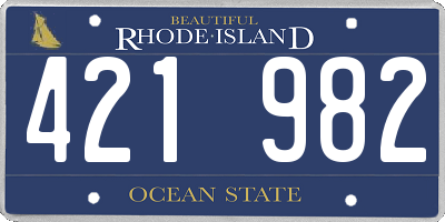 RI license plate 421982