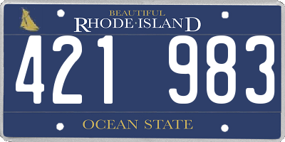 RI license plate 421983
