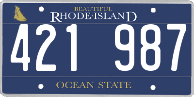 RI license plate 421987