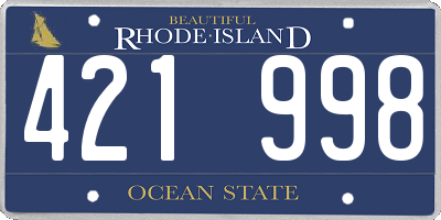 RI license plate 421998