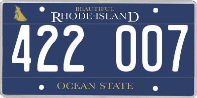 RI license plate 422007