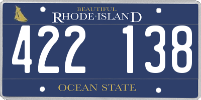 RI license plate 422138