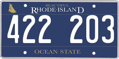 RI license plate 422203