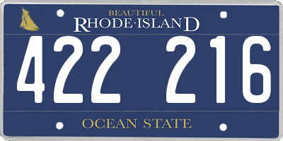 RI license plate 422216