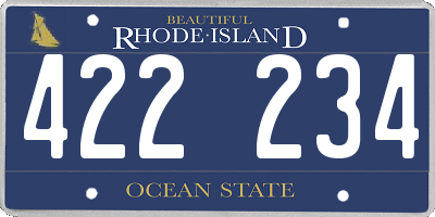RI license plate 422234